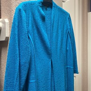 MING WANG!  1X turquoise jacket, worn once only!  3/4 sleeves, matching trim